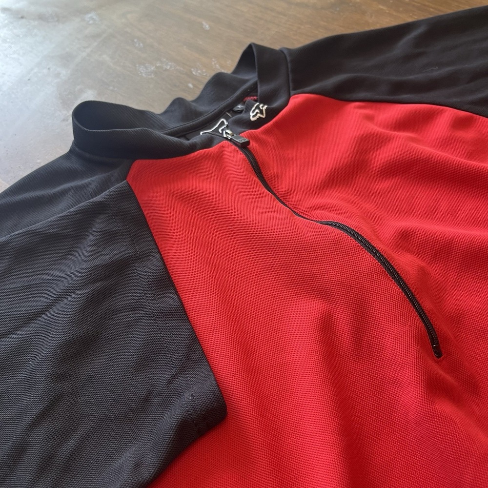 Fox Racing MTB Jersey Mens XL Red Black Short Sleeve 1/4 Zip Mountain Bike Trail